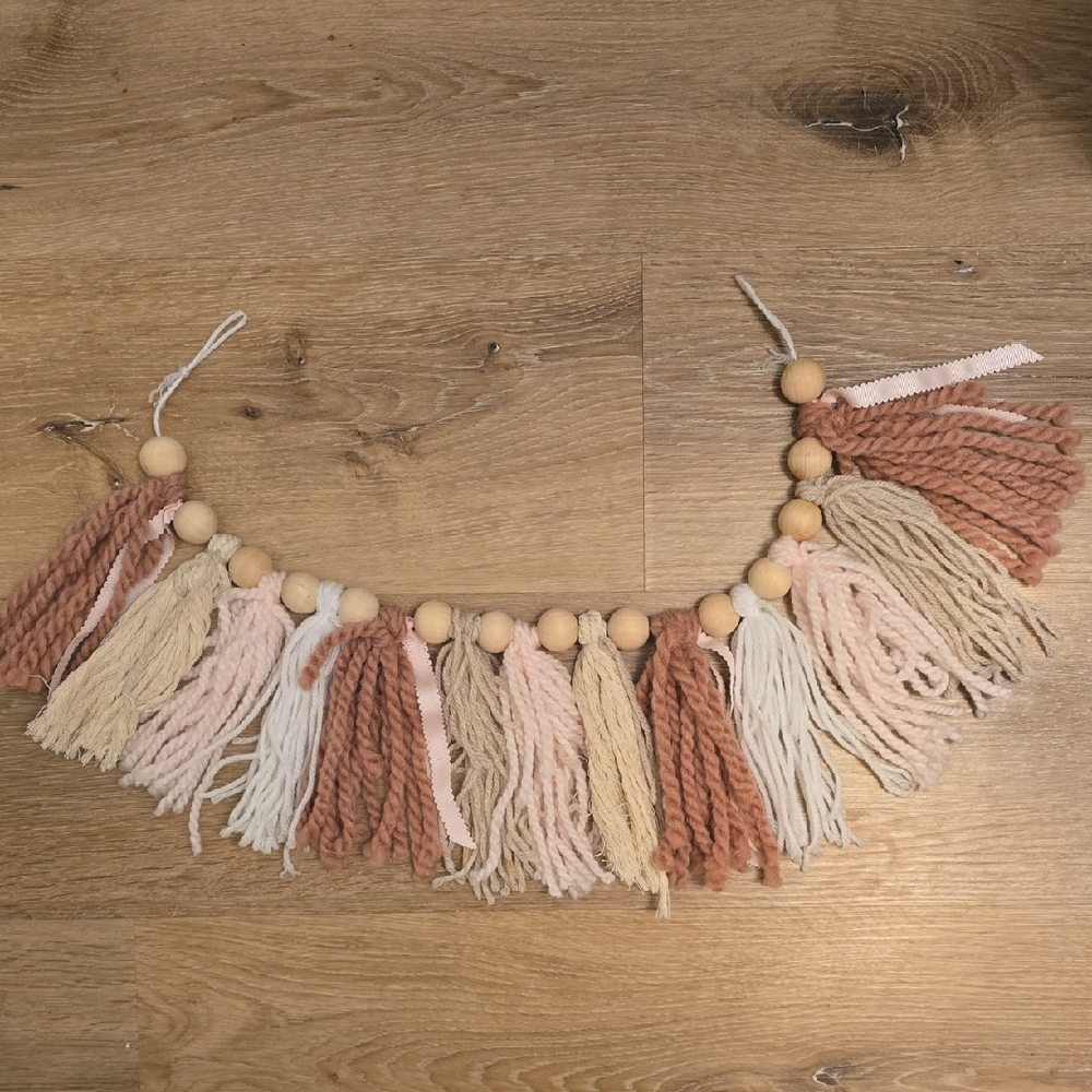 Boho Tassel Garland with Wooden Beads